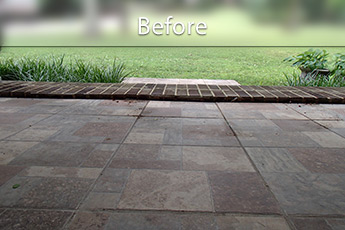 Repairing a cracked driveway in North Ridgeville, OH.